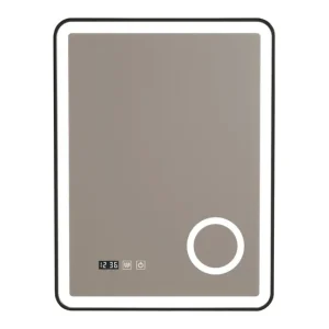 Espejo de pared con LED Pescara para baño IP65 con antivaho y lupa aluminio 70 x 50 x 4 cm - Negro
