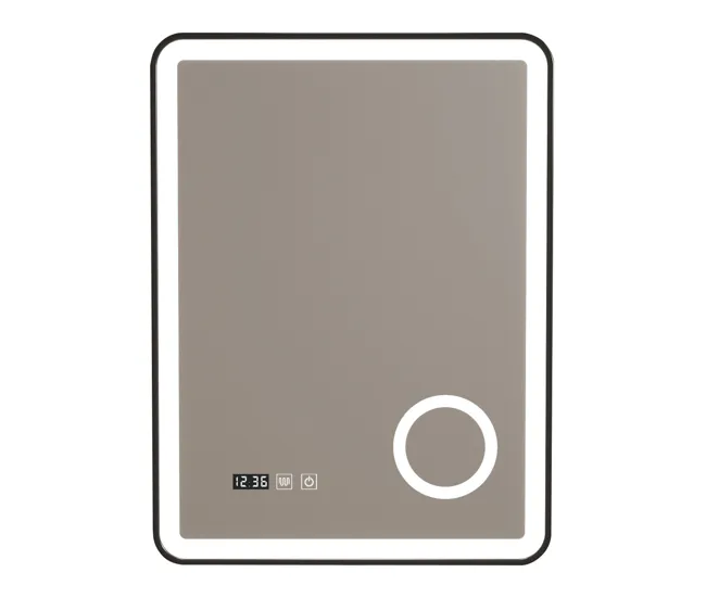 Espejo de pared con LED Pescara para baño IP65 con antivaho y lupa aluminio 70 x 50 x 4 cm - Negro