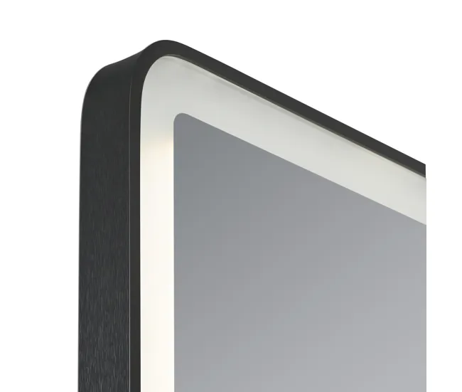 Espejo de pared con LED Pescara para baño IP65 con antivaho y lupa aluminio 70 x 50 x 4 cm - Negro