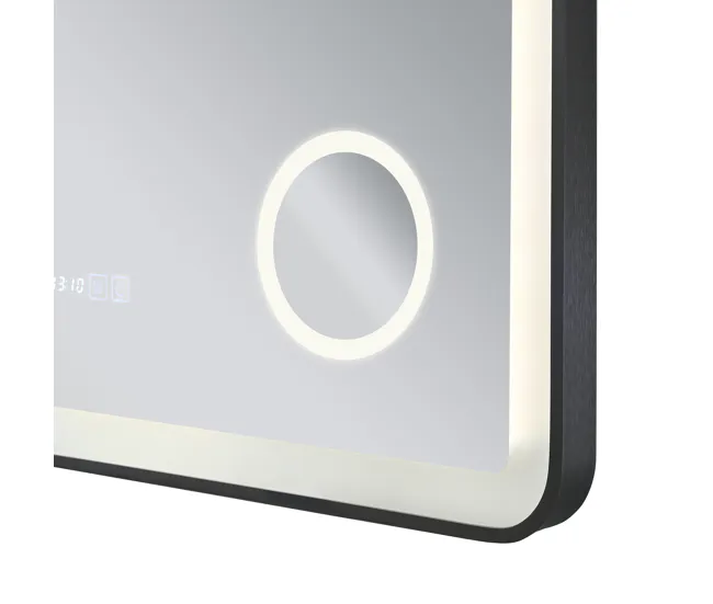 Espejo de pared con LED Pescara para baño IP65 con antivaho y lupa aluminio 70 x 50 x 4 cm - Negro