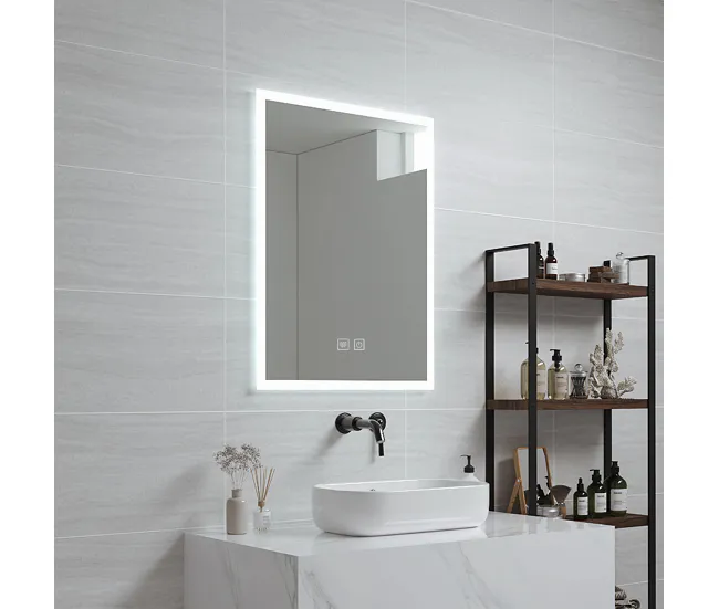 Espejo de pared con LED Scafa para baño IP65 con antivaho aluminio 60 x 45 x 3 cm - Blanco