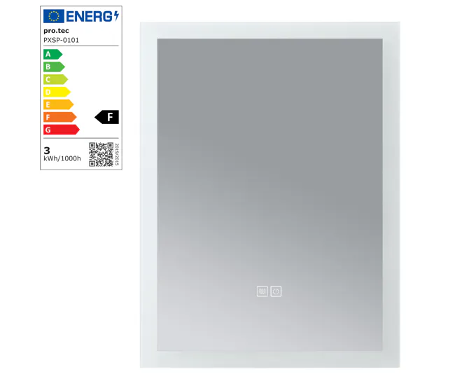 Espejo de pared con LED Scafa para baño IP65 con antivaho aluminio 60 x 45 x 3 cm - Blanco
