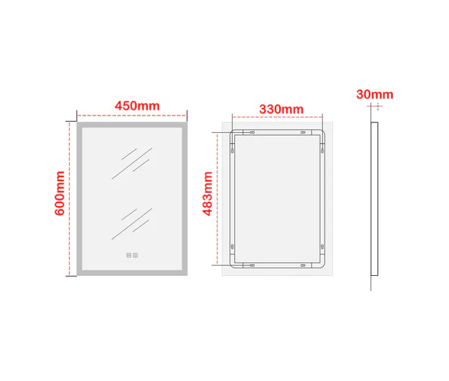 Espejo de pared con LED Scafa para baño IP65 con antivaho aluminio 60 x 45 x 3 cm - Blanco