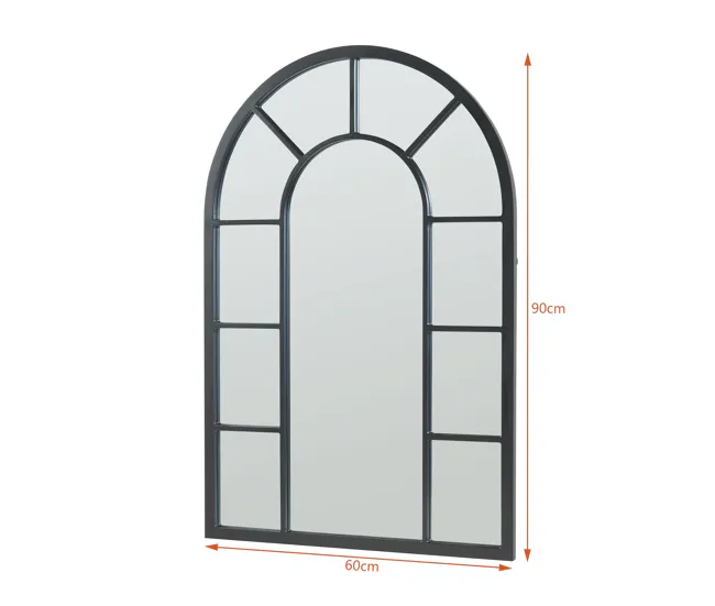 Espejo de pared Enonkoski ventana arqueada MDF 90x60cm - Negro