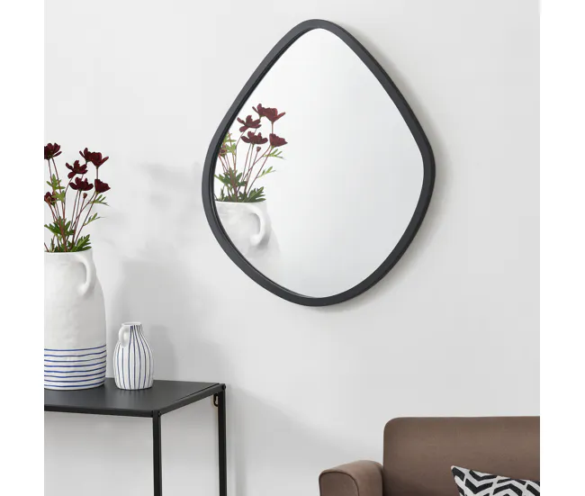 Espejo de pared Galatone asimétrico vanguardista MDF 64 x 60 cm - Negro Mate