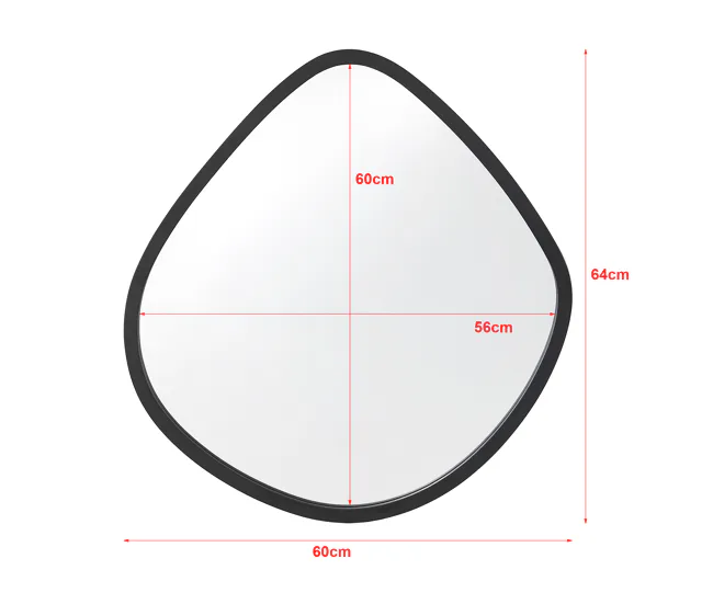 Espejo de pared Galatone asimétrico vanguardista MDF 64 x 60 cm - Negro Mate