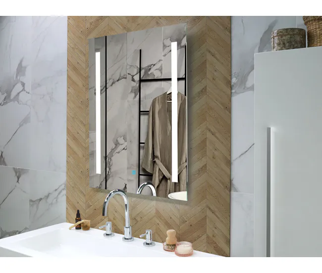 Espejo de pared LED 60x80 cm plateado MARTINET