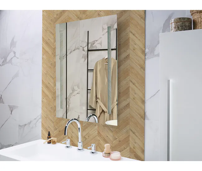 Espejo de pared LED 70x90 cm plateado MARTINET