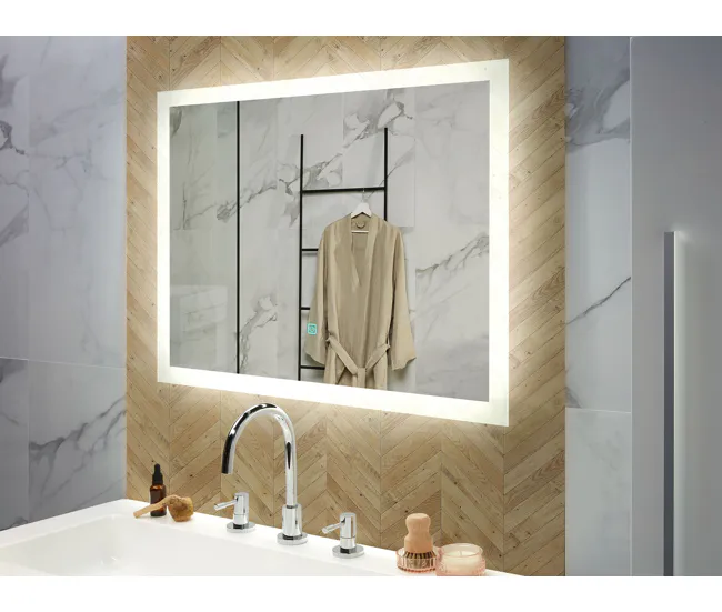 Espejo de pared LED 80x60 cm plateado ADOUR