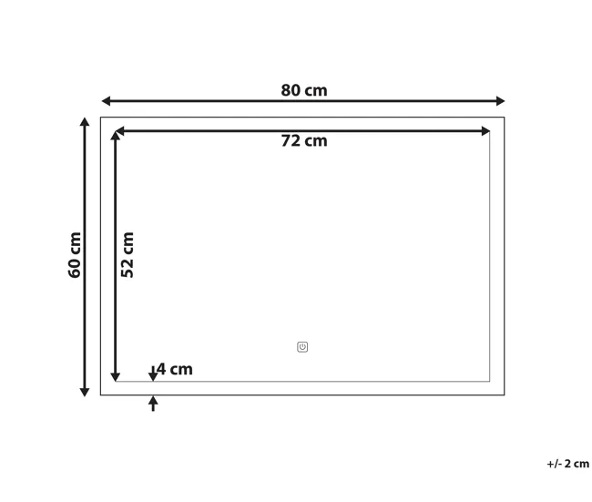 Espejo de pared LED 80x60 cm plateado ADOUR