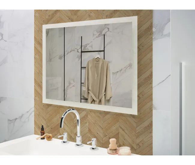 Espejo de pared LED 80x60 cm plateado ADOUR