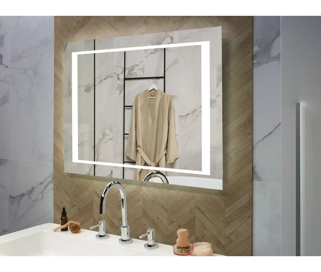 Espejo de pared LED 80x60 cm plateado EYRE