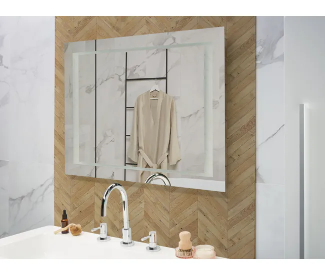 Espejo de pared LED 80x60 cm plateado EYRE