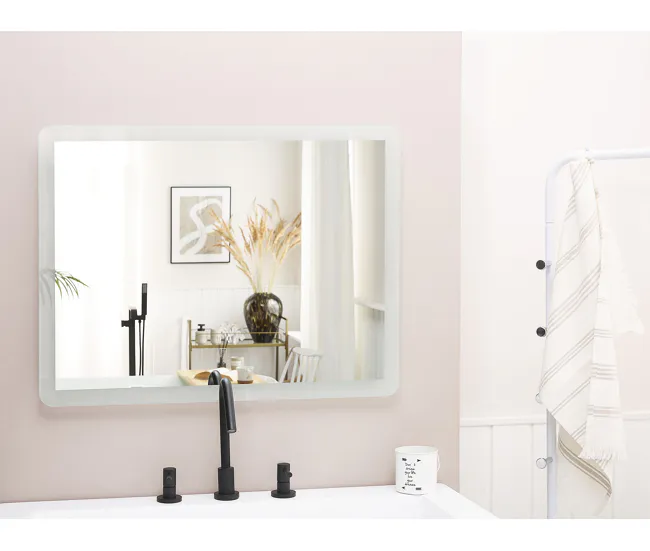 Espejo de pared LED plateado 60x80 cm CORROY