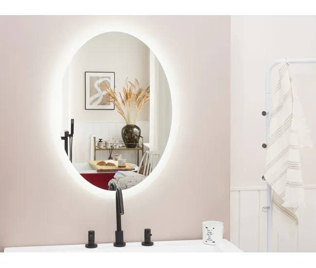 Espejo de pared LED plateado 60x80 cm VIRIAT
