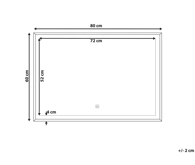 Espejo de pared LED plateado 80x60 cm ARGENS