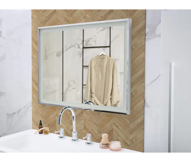 Espejo de pared LED plateado 80x60 cm ARGENS