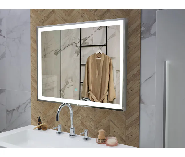 Espejo de pared LED plateado 80x60 cm ARGENS