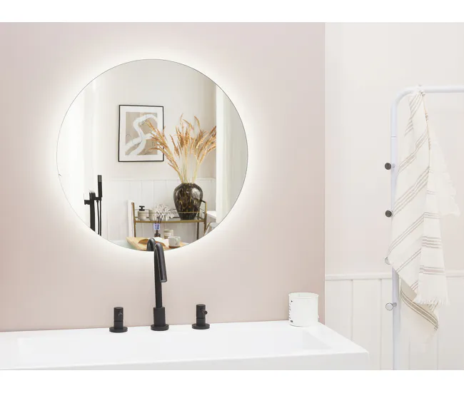 Espejo de pared LED plateado ø60 cm CALLAC