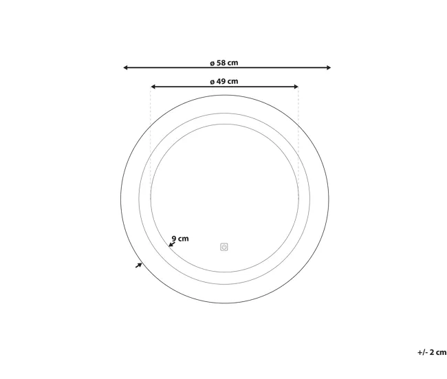 Espejo de pared LED plateado ø 58 cm SELUNE en Acero Inoxidable