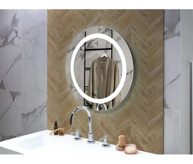 Espejo de pared LED plateado ø 58 cm SELUNE en Acero Inoxidable
