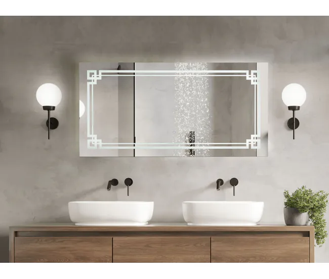 Espejo de pared LED de vidrio plateado 120 x 60 cm AVRANCHES