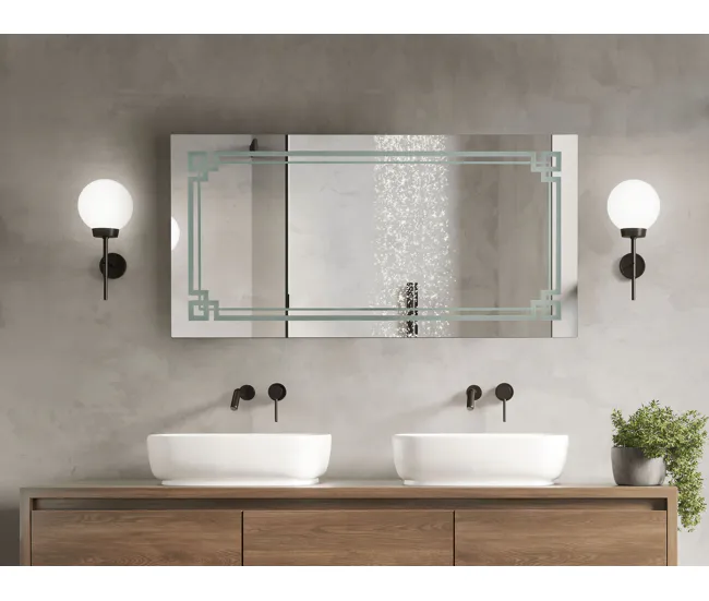 Espejo de pared LED de vidrio plateado 120 x 60 cm AVRANCHES
