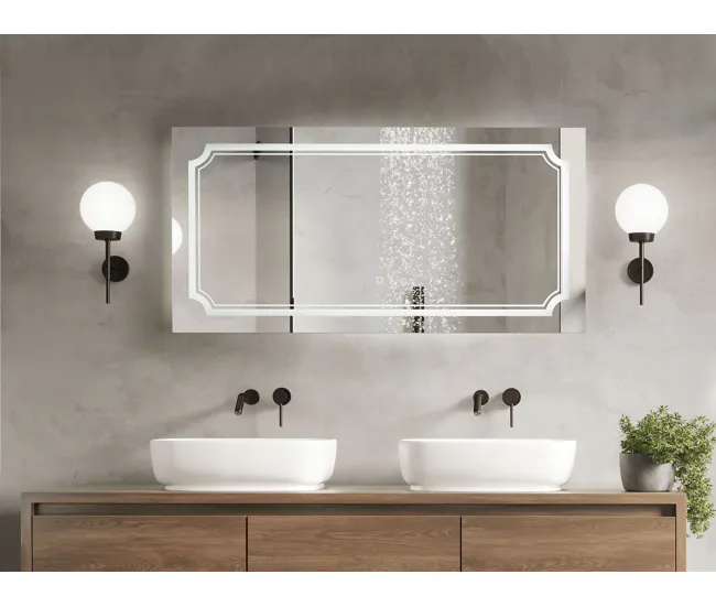 Espejo de pared LED de vidrio plateado 120 x 60 cm ARROMACHNES