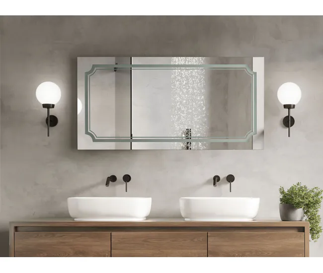 Espejo de pared LED de vidrio plateado 120 x 60 cm ARROMACHNES