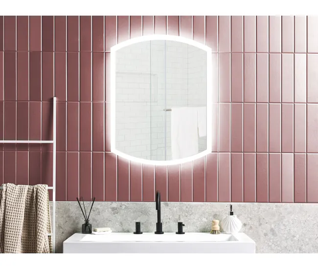 Espejo de pared LED de vidrio plateado 60 x 78 cm BEZIERS
