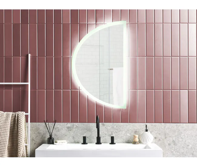 Espejo de pared LED de vidrio plateado 49 x 80 cm BEZONS