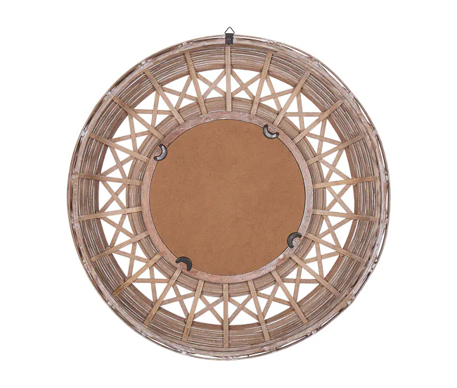 Espejo de pared de madera de bambú marrón evidente ø 62 cm CACOMA