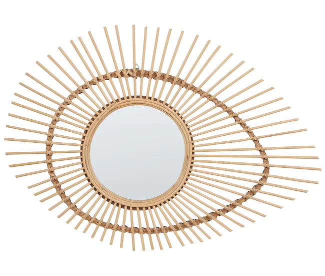 Espejo de pared de madera de bambú natural/beige 63 x 45 cm BARIO