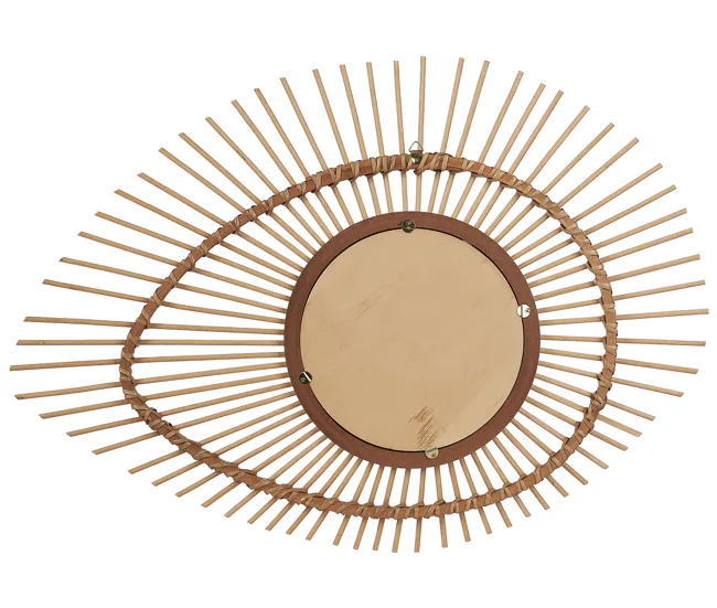 Espejo de pared de madera de bambú natural/beige 63 x 45 cm BARIO
