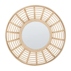 Espejo de pared de madera de bambú natural/beige ⌀ 60 cm HANUA