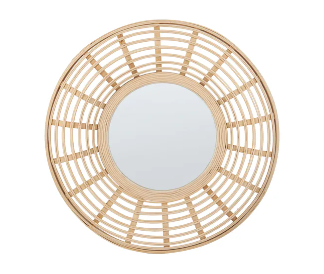 Espejo de pared de madera de bambú natural/beige ⌀ 60 cm HANUA