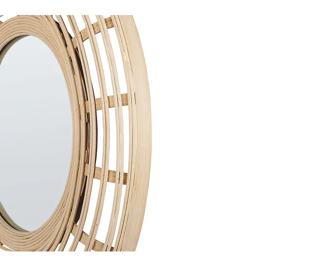 Espejo de pared de madera de bambú natural/beige ⌀ 60 cm HANUA