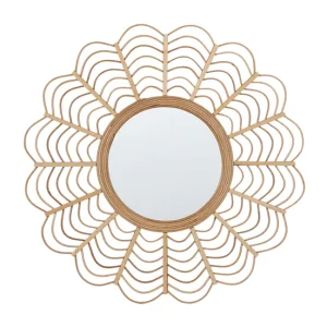 Espejo de pared de madera de bambú natural/beige 60 cm TUMBIT