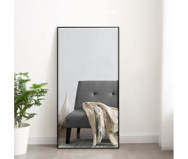 Espejo de pared Novoli rectangular con ganchos plástico 102 x 52 cm - negro