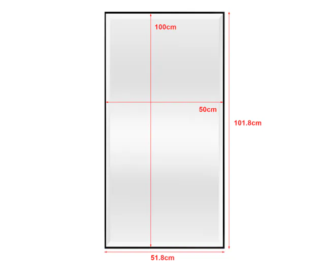Espejo de pared Novoli rectangular con ganchos plástico 102 x 52 cm - negro