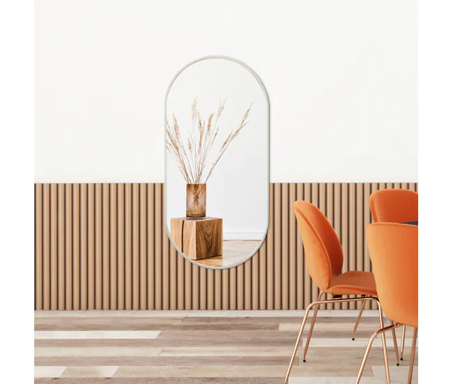 Espejo de pared para el baño Corato aluminio elíptica 40 x 80 cm dorado