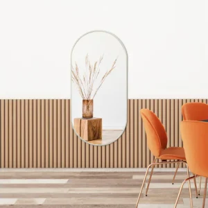 Espejo de pared para el baño Corato aluminio elíptica 40 x 80 cm dorado