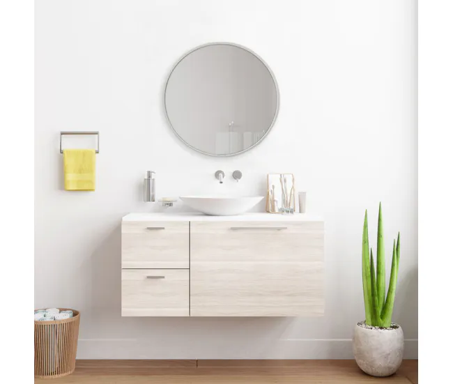 Espejo de pared para el baño Modugno aluminio redonda Ø 40 cm plata
