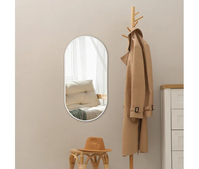 Espejo de pared Picciano ovalado con ganchos plástico 40x80 cm Champagne plateado