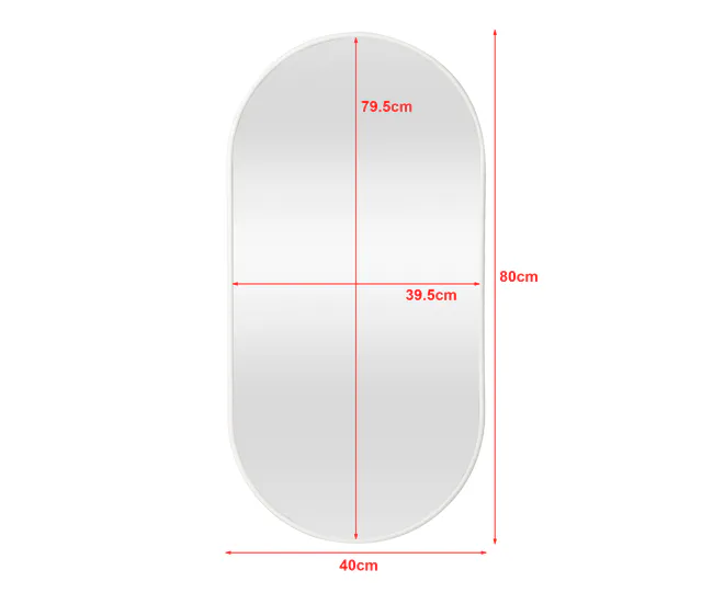 Espejo de pared Picciano ovalado con ganchos plástico 40x80 cm Champagne plateado