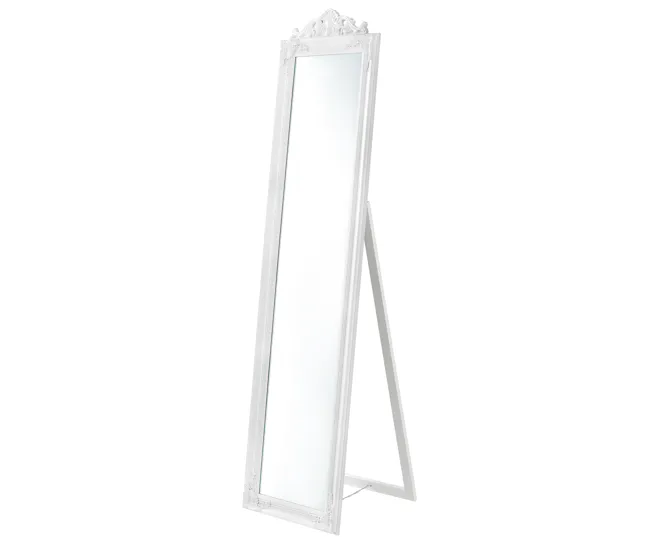 Espejo de pie Arezzo - 160x40 cm - Inclinable - Ajustable - Marco eucalipto - Blanco