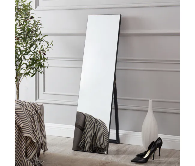 Espejo de Pie Barletta ajustable inclinable plástico 151 x 36 cm negro