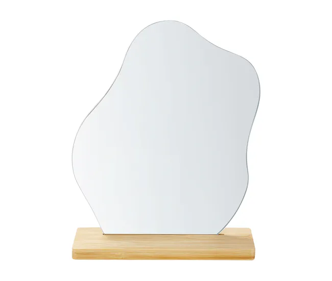 Espejo de pie de madera de bambú clara/vidrio 19 x 22 cm LOZERE