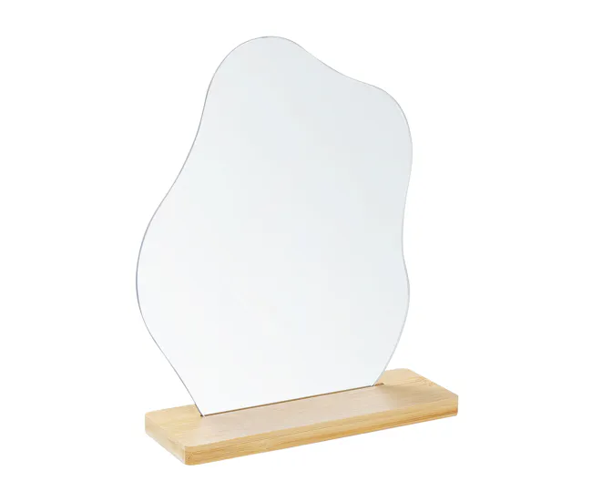 Espejo de pie de madera de bambú clara/vidrio 19 x 22 cm LOZERE