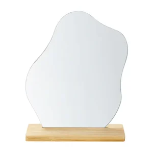 Espejo de pie de madera de bambú clara/vidrio 19 x 22 cm LOZERE
